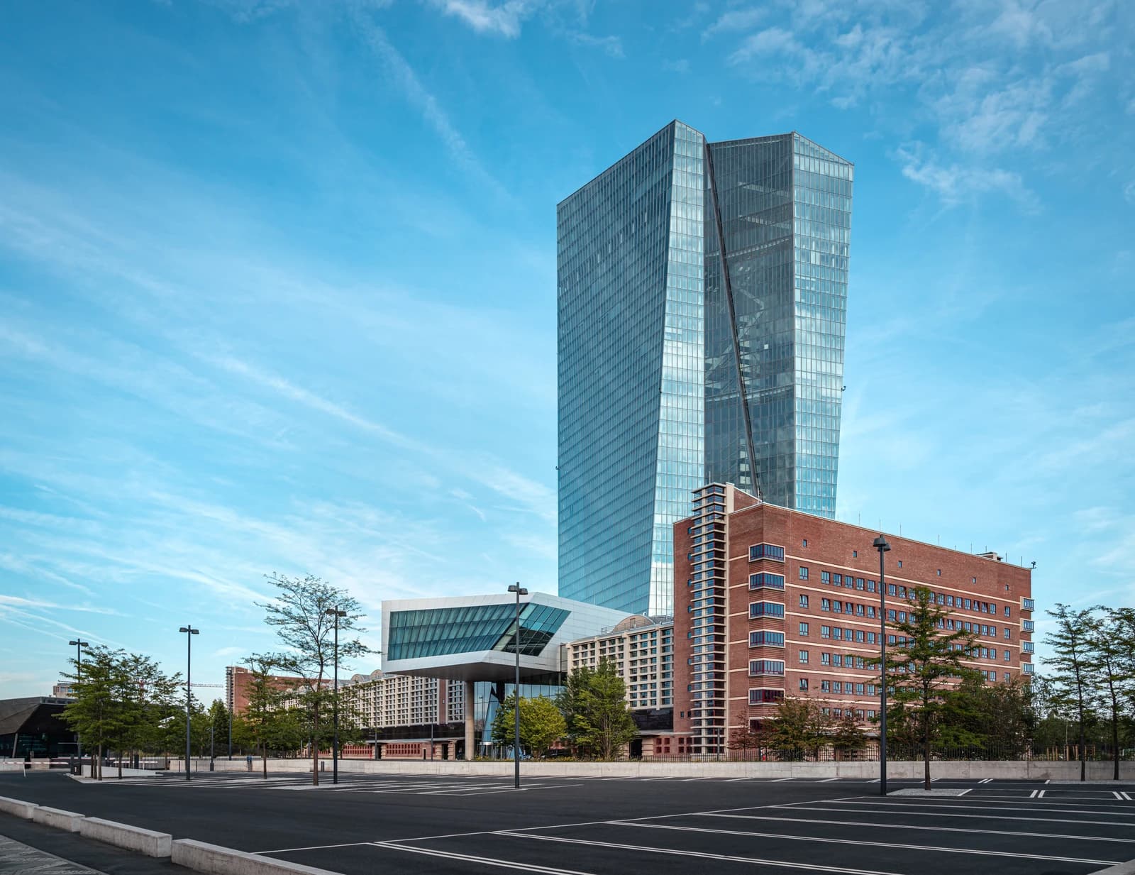 Exterior view of the European Central Bank building in Frankfurt.