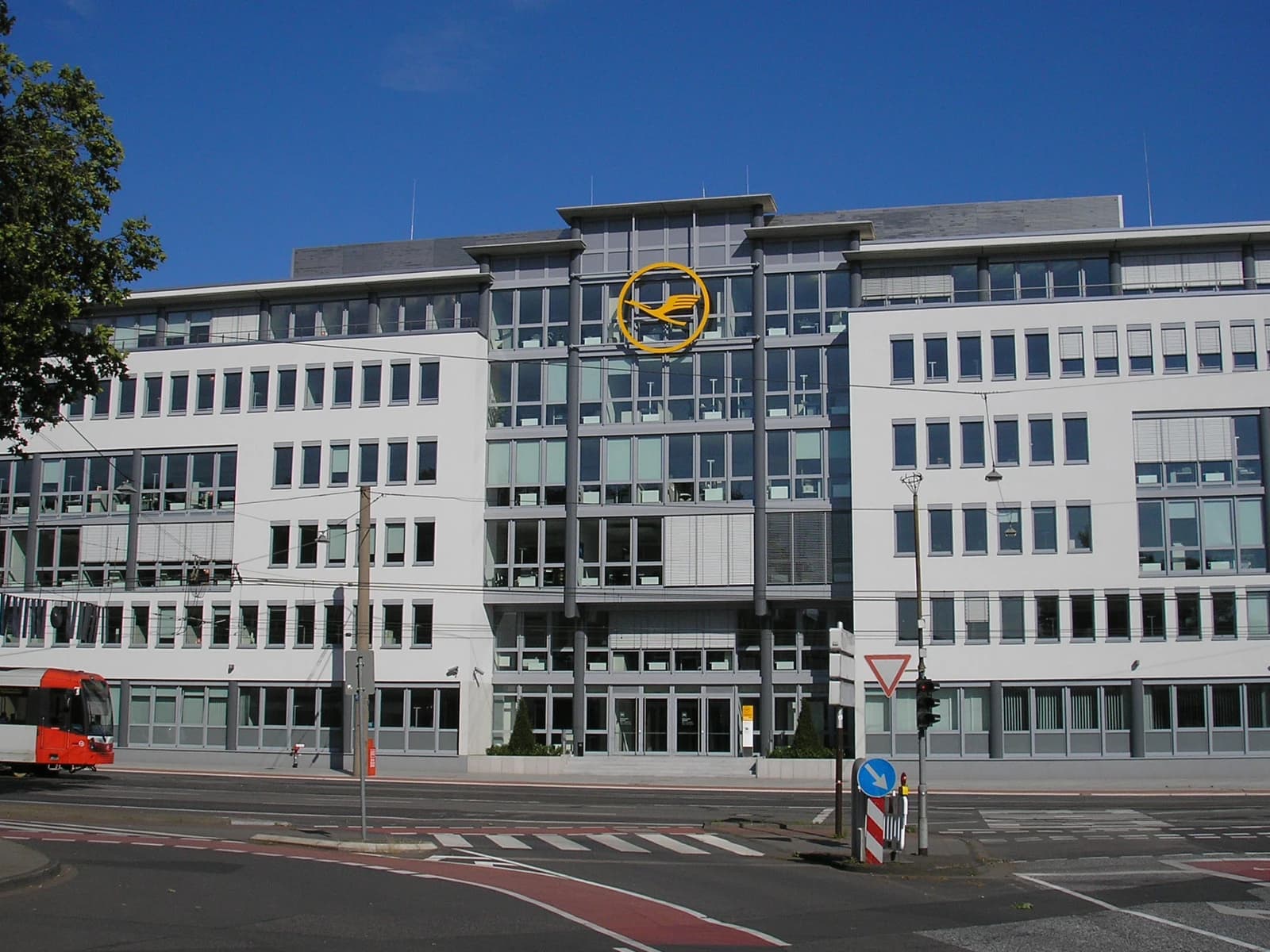Exterior view of the Lufthansa headquarters building in Cologne, Germany.