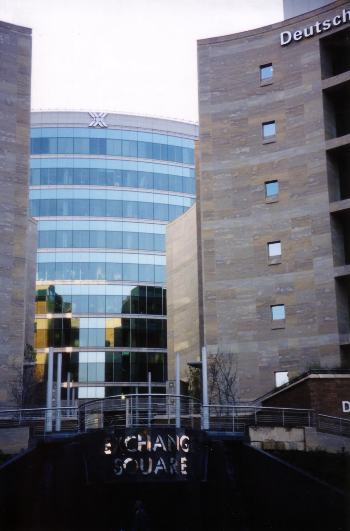 Exterior view of the Johannesburg Stock Exchange building and Exchange Square.