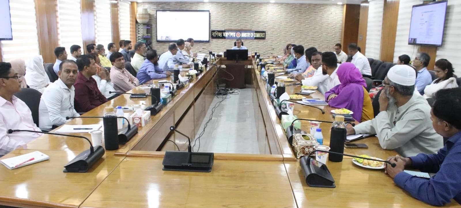 Commerce Secretary Md. Ataur Rahman Khan leads a meeting at the Ministry of Commerce in Dhaka.