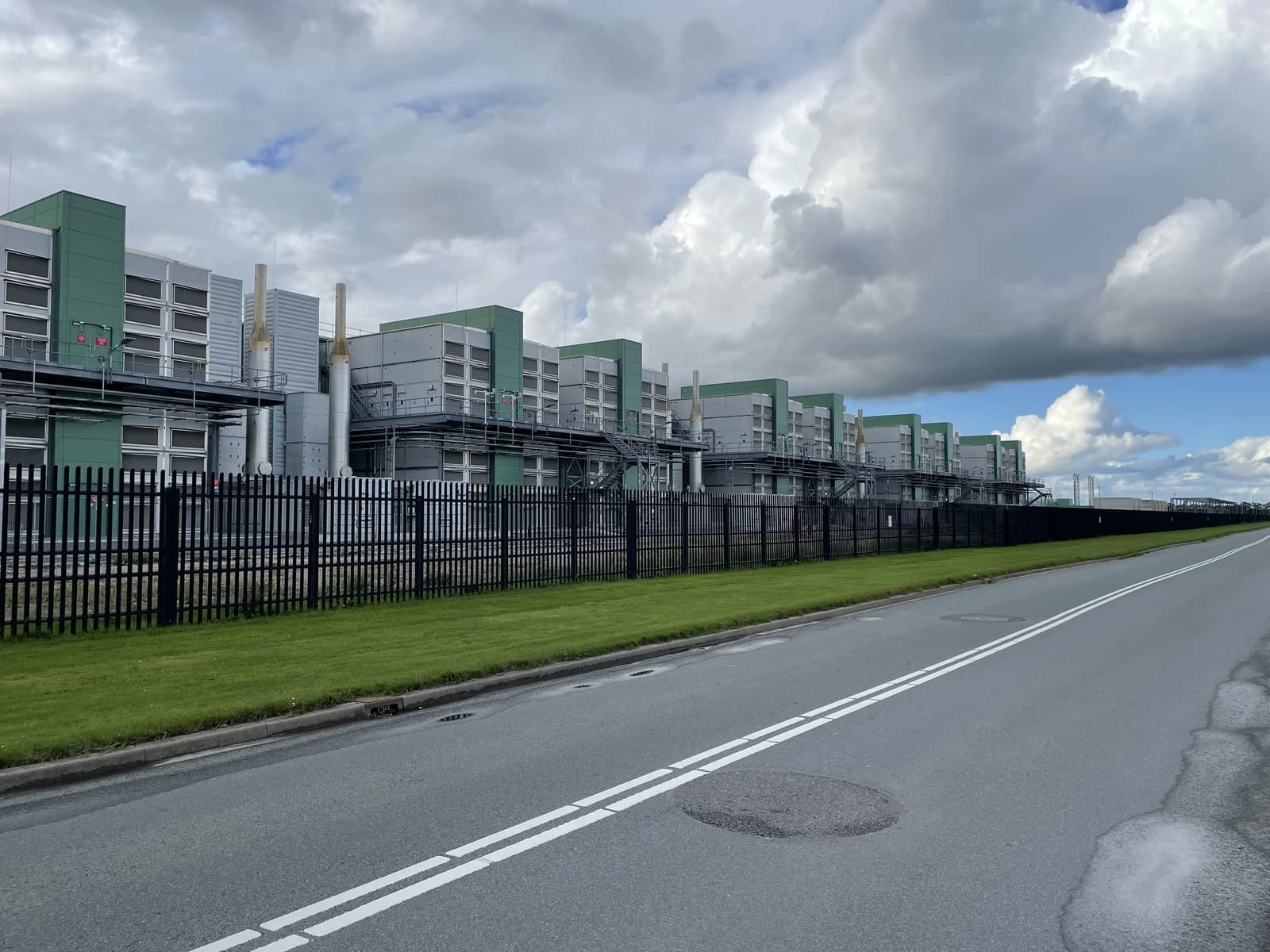 Exterior view of Microsoft data center building in Middenmeer, Netherlands.