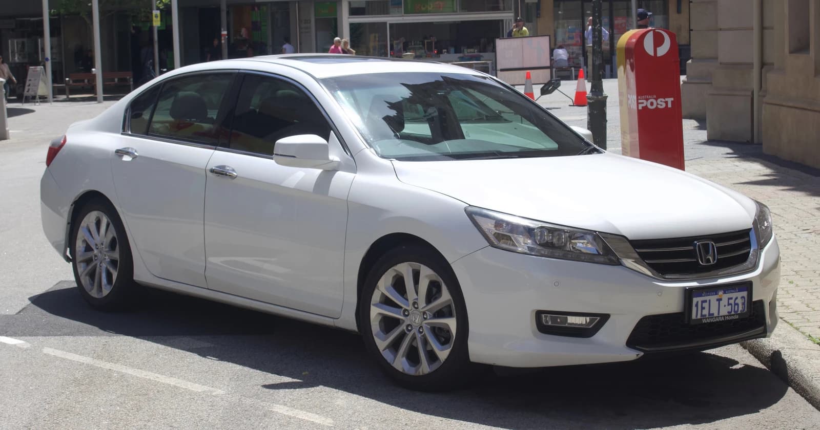 White 2013 Honda Accord VTi-L 2.4 sedan parked on a city street.